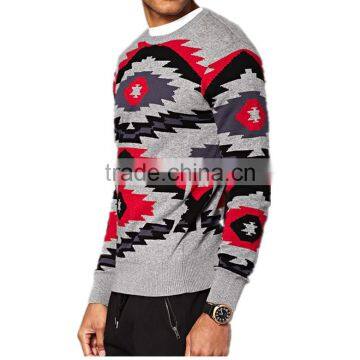 Long Sleeve Round Neck Cotton Pullover Southwestern Knitted Pullover Men Sweater photo-2