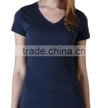 ladies blank v-neck t-shirt with short sleeve plain