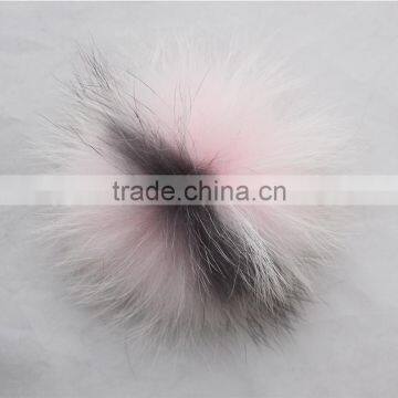 Myfur Customized Multi-Color Pink/Grey Raccoon Fur Pom Poms Wholesale Hat Accessory photo-2