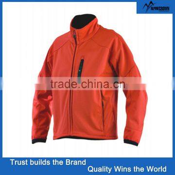 Top quality orange cheap polyester softshell jacket