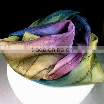 Scarf, Silk Scarf, Hand Painted Silk Scarf - Quintessence Silk - Purple Moss Blue - Spellbound Magic photo-3