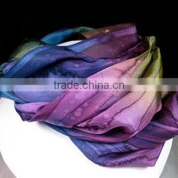 Scarf, Silk Scarf, Hand Painted Silk Scarf - Quintessence Silk - Purple Moss Blue - Spellbound Magic photo-4