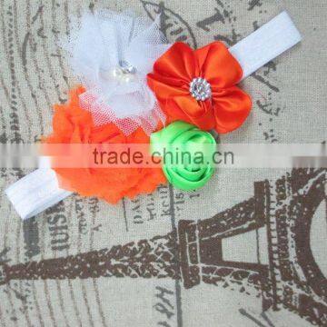 Girls Boutique Chic Rose and Rhinestoned Satin Petals Headbands For Baby photo-4