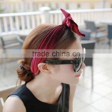 Fashion Women Velvet Headbands Rabbit Ears photo-3