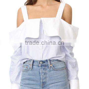OEM Hot Ladies Turn Collar Fresh Color Poplin Skirt Office Blouse photo-2