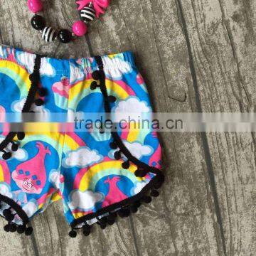 Baby Girls Summer Clothes Girls Children LOVE Troll Hair Outfits Kids Flutter Sleeve and Rainbow Shorts Outfits With Accessories photo-3