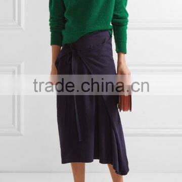 Slips On Wholesale High Quality Cropped Cashmere Sweater of Green Color photo-4