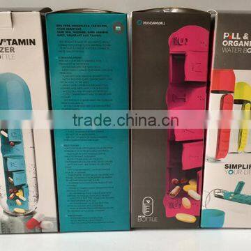 Plastic Sports Water Shaker With Pill Box One Week Pill Organizer Drinking Bottle photo-3