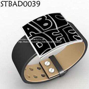 Women Stainless Steel Plated Colorful Enamel Bangle Bracelet photo-2