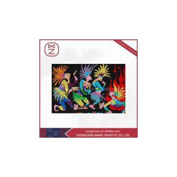 Chinese Tujia Brocade Embroidery Fabric Tapestry Cotton Washable Cattle Pattern Rugs photo-2