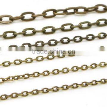 Multi Size Antique Bronze Tone Iron Flat O Chain Cross Cable Link Chain For Jewelry Diy