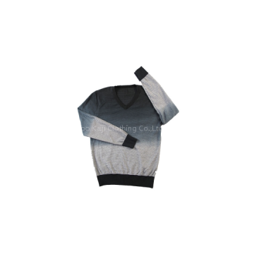 2016 Men\'s V-neck Pullover Striped Tie Dye Printing Sweater