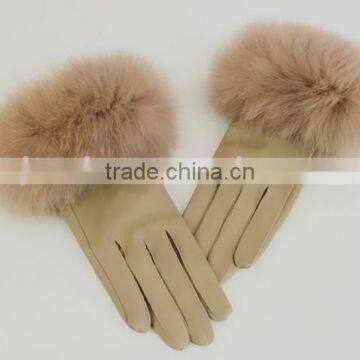 Whosale Sexy Leather Gloves With Fox Fur, Fox Fur Gloves For Women