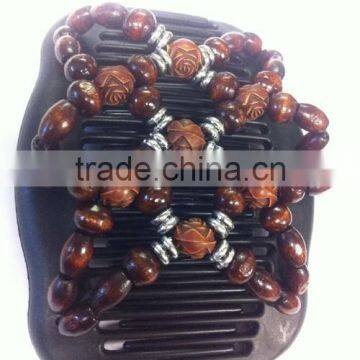 2015 Fashion Magic Hair Comb XP-CM-1009 Plastic Wooden Beaded Magic Hair Comb Costume Twins Hair Comb Sets Factory Price photo-3