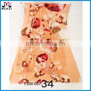 Elegant women's beautiful floral printing wool scarf dubai scarf