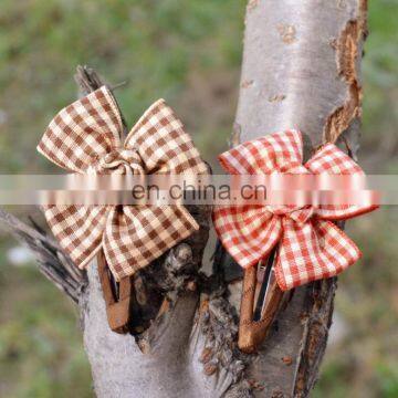 Plaid Flower Girl Hair Clip Hair Pin For Baby Kids Baby Barrettes