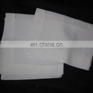 100% pure linen napkins white color with hand hemstitch