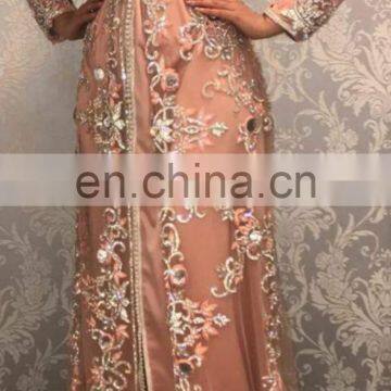 Peach Color Moroccan Pearl Takchita