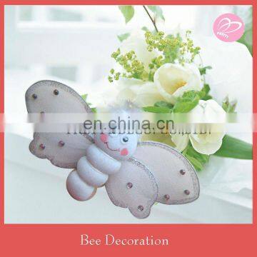 Whitel with silver glitter printing Nylon artificial bee