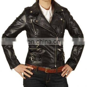 ladies biker leather jack