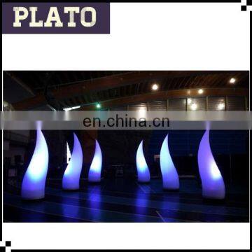 Oxford cloth LED inflatable curved cone/ inflatable curve illuminated tusk for party decoration