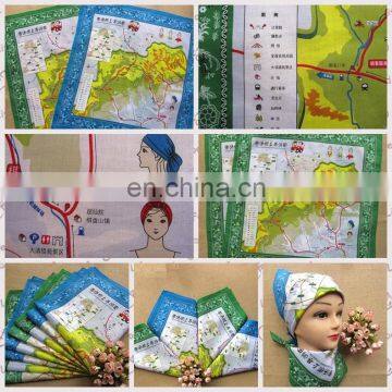 multi-styles promotional advertising customized printed map handkerchief