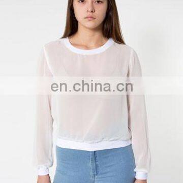 spring fashion sexy see-through shirt long slevee shirt chiffon shirt for women