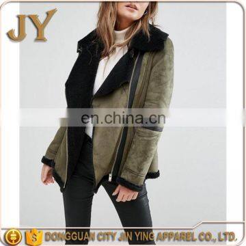 Hot Selling Winter Apparel in America Wholesale OEM Service Women Khaki Faux-suede Jackets JYABC048 photo-2