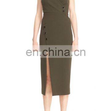 MIKA2461 Sleeveless Twill Pencil Dress