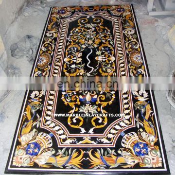 Intricate Design Marble Inlay Dining Table Top, Marble Inlay Table Tops