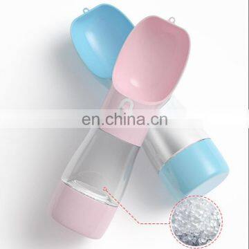 Wholesale Factory Manufacturer Custom Logo Plastic Travel Drink Feeder Portable 2 In 1 Pet Dog Water Food Bottle For Dog photo-3