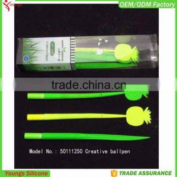 2015 new Design Stationery soft Silicone green grass leaf shaped ball point pen for kids                        
                                                Quality Choice