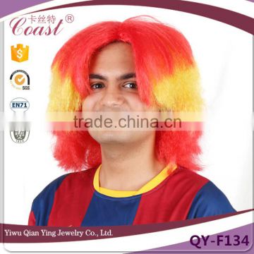 Hot selling spain flag cheap afro football fan wig