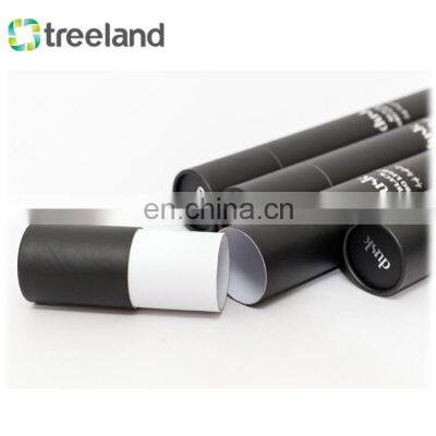 Black Cardboard Poster Tube Round Packaging Postal Mailing Tube With Silver Stamping photo-5