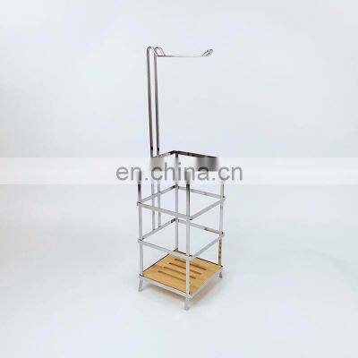Bathroom Steel Organizer Rack Bamboo Storage Rack Tissue Paper Holder For Toilet