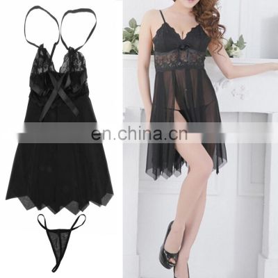 Sexy Women Split Lace Lingerie Nightdress Women's Sleepwear Nightwear Pajama