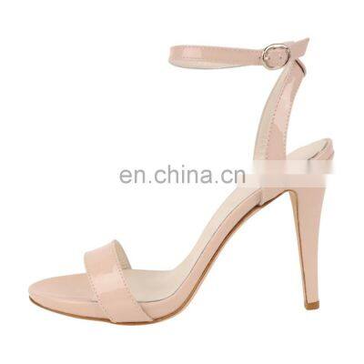 Ladies latest patent design ankle strap designer heels sandals shoes women mobster heel cheap shoes made in china