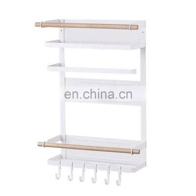 Stainless Steel Iron Art Storage Rack Wall Mounted Refrigerator  Racks Magnetic Attraction Side Surface Storage Shelf