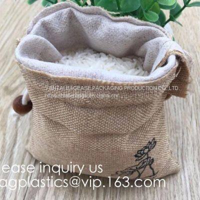 Drawstring Jute Bag Burlap Shopping Bag New Style Small Colorful Plaid Drawstring Bag,Personalised Small Hemp Jute Draws photo-2