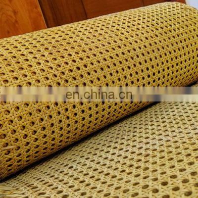 PE Dark Yellow Plastic Hexagon Open Mesh Webbing Cane For Furniture and Restoration (WS: +84989638256)