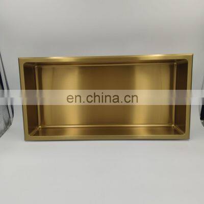Bathroom Gold 30 x 60 304 Stainless Steel Waterproof Single Recessed Shower Niches Shelf 600mm Metal for Bathroom in Wall photo-5