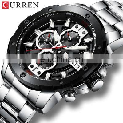 CURREN 8336 Men Chronograph Quartz Fashion Watches 3atm Waterproof Japan Movt Stainless Steel Big Dial Wrist Watch