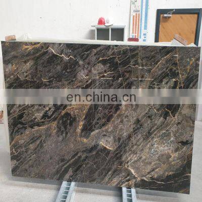 Factory Direct Sale Premium Quality Golden Black Marble Slabs with Golden Veins Wall and Floor Decoration Made in Turkey