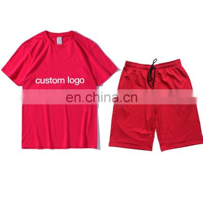 In Stock Custom T-Shirt Short Sets Two Piece Shirt And Shorts Slim Fit Tracksuit Plain Sweat Suit Men