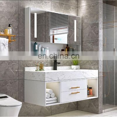 100cm Modern Luxury Stone Bathroom Vanity Set Bathroom vanities Combo Cabinet Unit LED Smart Mirror Cabinet