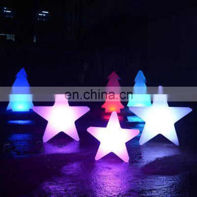 outdoor Christmas tree led light /event wedding rechargeable PE plastic led tree star snow led Christmas decorative lights