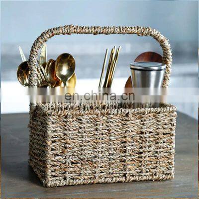 Hot Selling Eco-friendly Seagrass Caddy Organizer Basket for Silverware Kitchen Tools for Home Vietnam Supplier photo-2