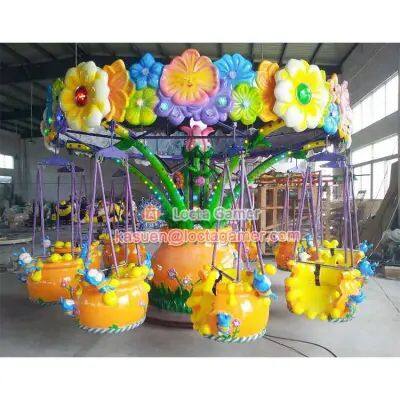 Zhongshan Tai Le Play Equipment Children's Small and Medium-sized Indoor and Outdoor Rotating Flying Chair Baihua Park Large Yellow Bee-themed Flying Chair photo-3