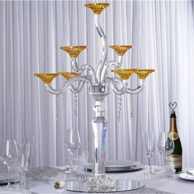 Handmade Glass Candle Holder Crystal Glass Candle Holder Center Pieces Wedding Table