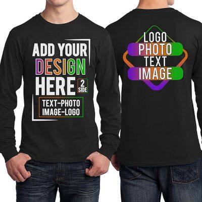 Custom Long Sleeve Shirts Design Your Own Add Your Photo Image Text for Men Women Front & Back Side